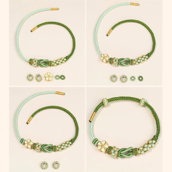 Handmade Peach Blossom Knot Eight Thread Peace Knot Luck Protection Bracelet - 图片 5