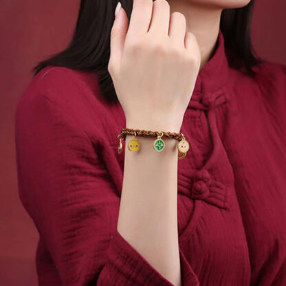Buddha Stones Tibetan Five God Of Wealth Thangka Luck Braid String Bracelet - 图片 5