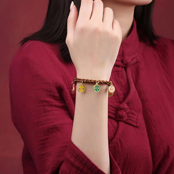 Buddha Stones Tibetan Five God Of Wealth Thangka Luck Braid String Bracelet - 图片 5