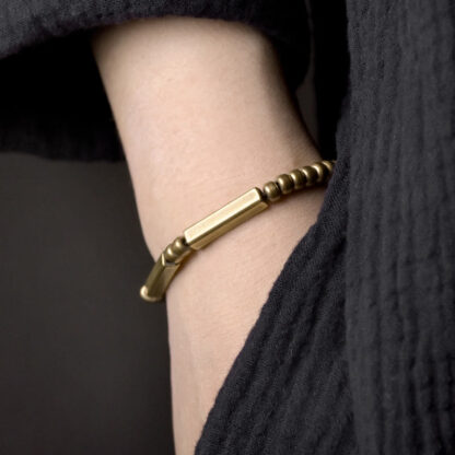 Buddha Stones Tibetan Simple Design Copper Wealth Luck Bracelet - 图片 2