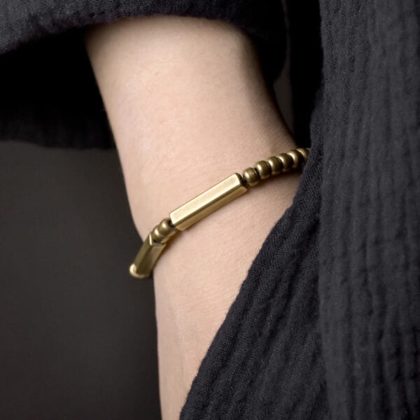 Buddha Stones Tibetan Simple Design Copper Wealth Luck Bracelet - 图片 2