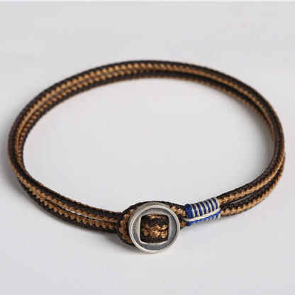 Buddha Stones  925 Sterling Silver Handmade Button Protection Weave String Bracelet - 图片 10
