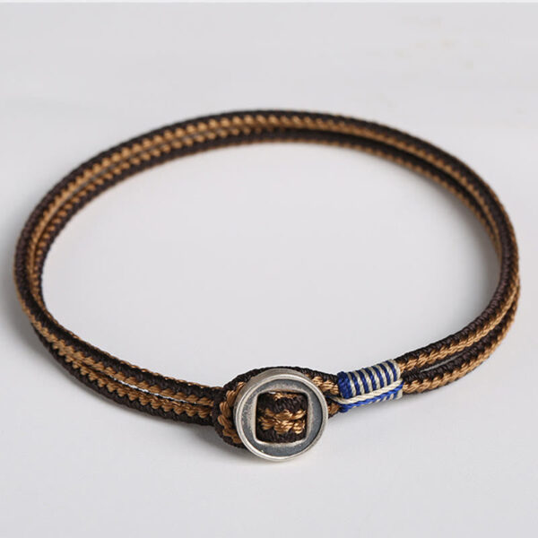 Buddha Stones  925 Sterling Silver Handmade Button Protection Weave String Bracelet - 图片 10