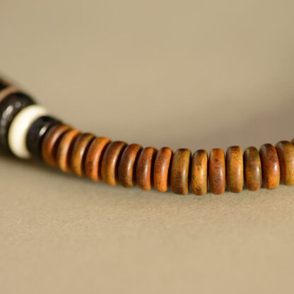 Tibetan Nine-Eye Dzi Bead Green Sandalwood Ebony Wood Peace Double Wrap Bracelet - 图片 9