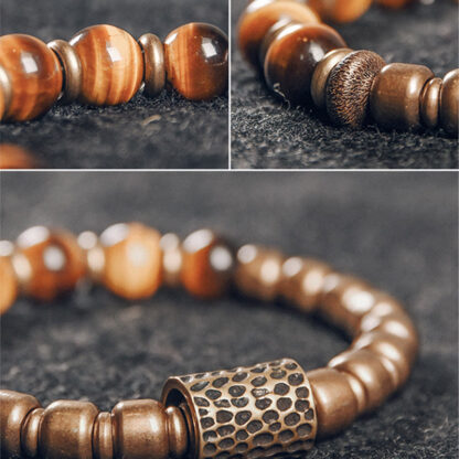 Buddha Stones Tiger Eye Stone Copper Protection Bracelet - 图片 3