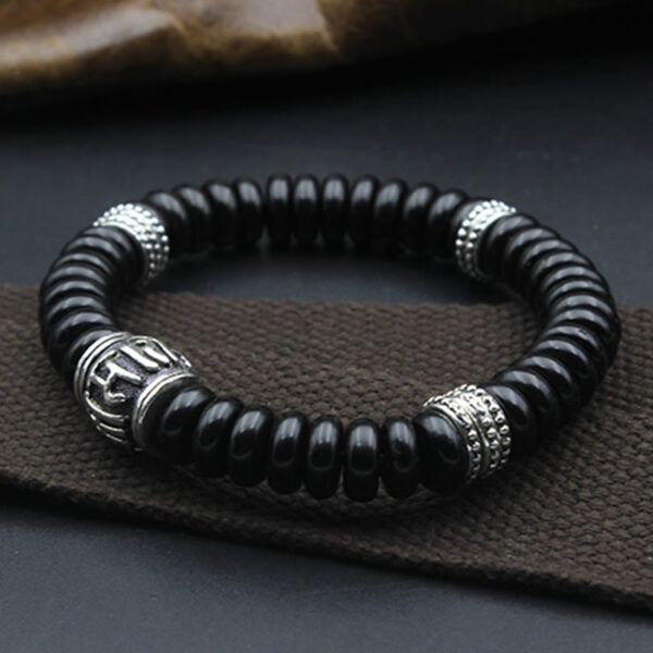 Natural Tibetan Coconut Shell Om Mani Padme Hum Positive Bracelet - 图片 6