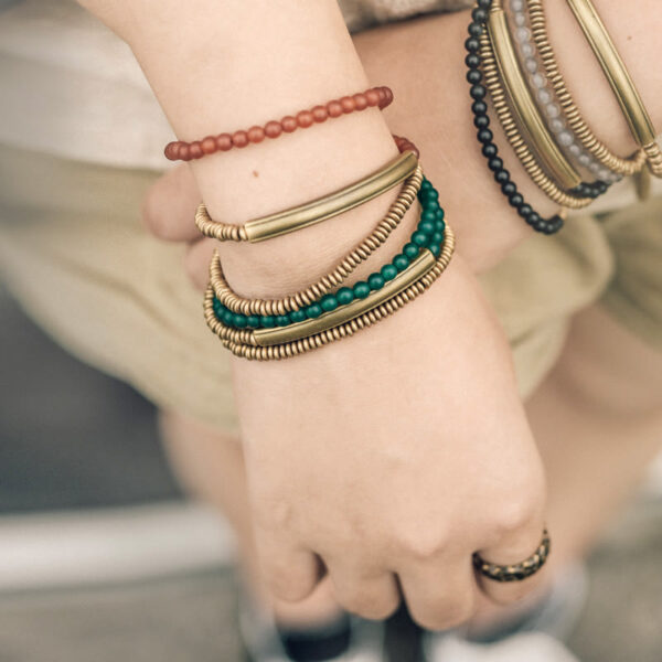 Buddha Stones Tibetan Various Agate Stone Copper Protection Triple Wrap Bracelet