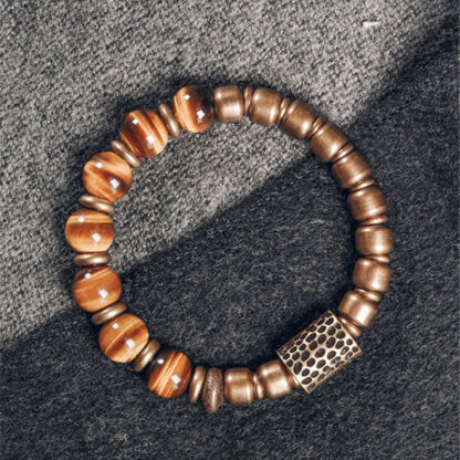 Buddha Stones Tiger Eye Stone Copper Protection Bracelet - 图片 2
