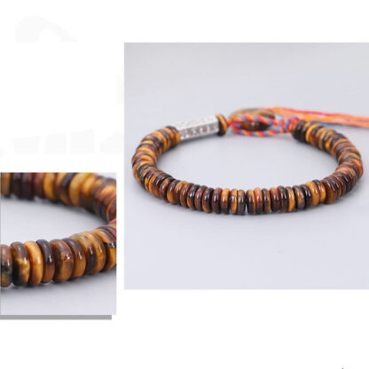 Buddha Stones Tibetan Tiger Eye Om Mani Padme Hum Protection Power Bracelet - 图片 8