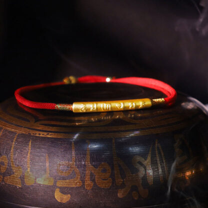 Buddha Stones Tibetan Buddhist Handmade Mani Mantra Lucky Red String Bracelet - 图片 4