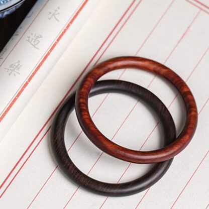 Buddha Stones Tibetan Small Leaf Red Sandalwood Ebony Green Sandalwood Protection Bracelet Bangle - 图片 11