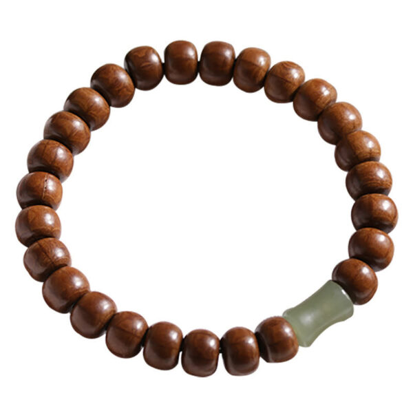 Natural Abelia Biflora Wood Hetian Jade Bamboo Bead Warding Off Evil Spirits Bracelet - 图片 9