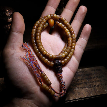 Buddha Stones Tibet 108 Mala Beads Yak Bone Amber Balance Bracelet - 图片 5