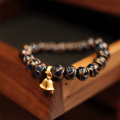 Buddha Stones Tibetan Gold Swallowing Beast Family Five God Of Wealth Thangka Fortune Bead Bracelet - 图片 6