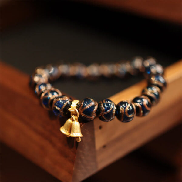 Buddha Stones Tibetan Gold Swallowing Beast Family Five God Of Wealth Thangka Fortune Bead Bracelet - 图片 6