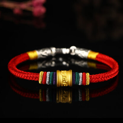 Buddha Stones Tibet 999 Gold Om Mani Padme Hum Handmade Eight Thread Peace Knot Luck Bracelet - 图片 19