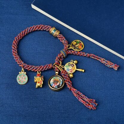 Buddha Stones Tibetan Green Tara Zakiram Goddess of Wealth Thangka Luck Braid String Bracelet - 图片 4