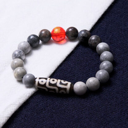 Tibetan Nine-Eye Dzi Bead Picasso Jasper Positive Bracelet - 图片 3