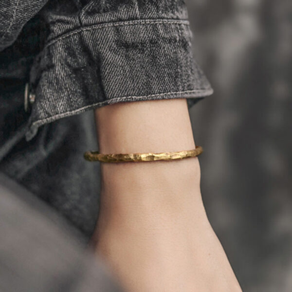 Buddha Stones Tibetan Bump Texture Copper Luck Cuff Bracelet Bangle - 图片 9