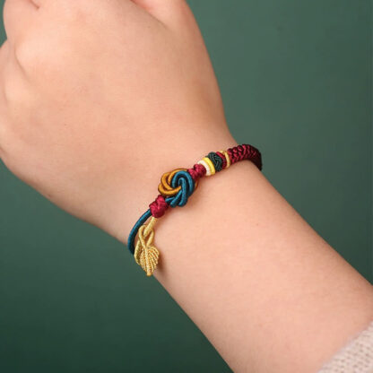 Tibetan Handmade Mandala Knot Leaf Luck Rope Bracelet - 图片 9
