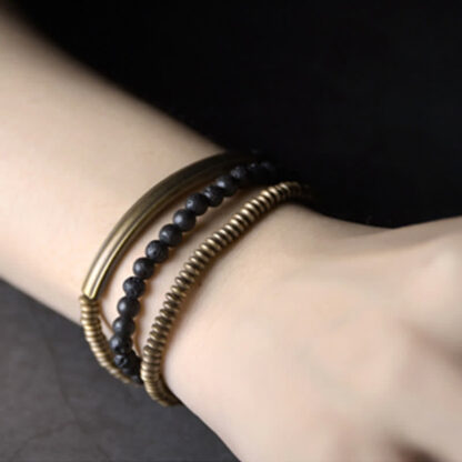 Buddha Stones Vintage Lava Rock Copper Support Bracelet - 图片 4
