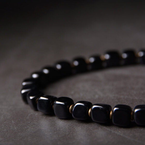 Buddha Stones Ebony Wood Dzi Bead Copper Peace Couple Bracelet - 图片 15