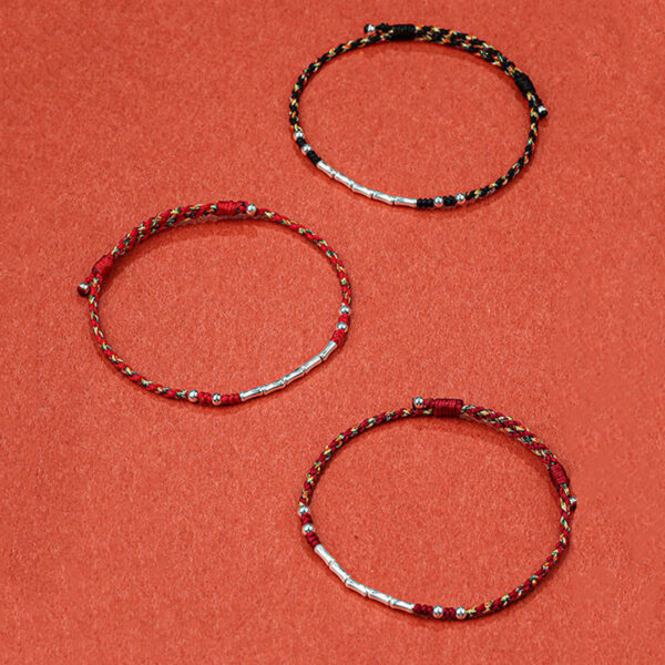 Tibet Handmade Multicolored Bamboo Protection Braided String Bracelet - 图片 2