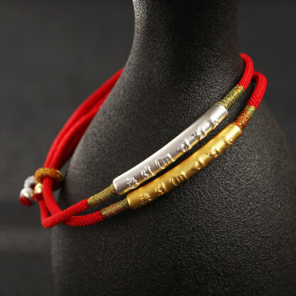 Buddha Stones Tibetan Buddhist Handmade Mani Mantra Lucky Red String Bracelet - 图片 2