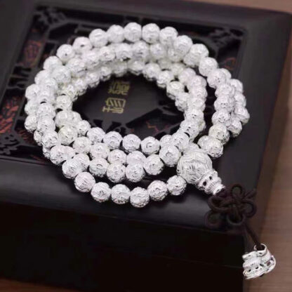 Tibetan Om Mani Padme Hum Carved Alloy Beads Amulet Bracelet - 图片 20