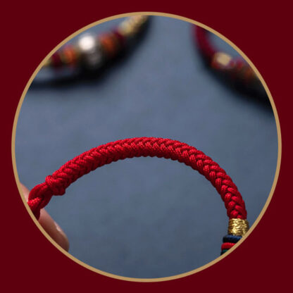 925 Sterling Silver Tibet Handmade Om Mani Padme Hum Luck Protection King Kong Knot Braided Bracelet - 图片 11