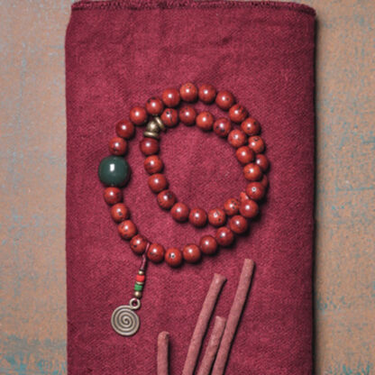 Buddha Stones Bodhi Seed Cyan Jade Copper Peace Luck Bracelet - 图片 6