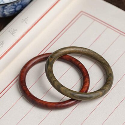 Buddha Stones Tibetan Small Leaf Red Sandalwood Ebony Green Sandalwood Protection Bracelet Bangle - 图片 25