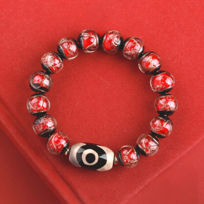 Tibetan Nine-Eye Dzi Bead Three-eyed Dzi Bead Liuli Glass Bead Wealth Bracelet - 图片 24