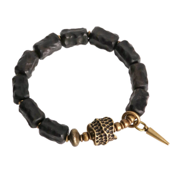 Buddha Stones Ebony Wood Copper Balance Protection Couple Bracelet - 图片 9