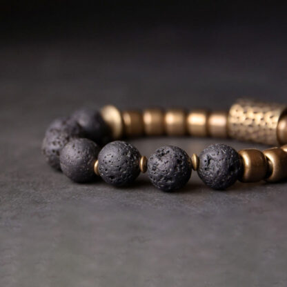 Buddha Stones Lava Rock Stone Rainbow Obsidian Copper Support Healing Bracelet - 图片 3