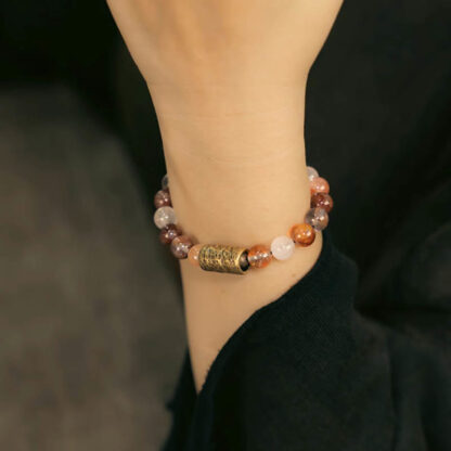 White Crystal Red Hematoid Quartz Gold Rutilated Quartz Purple Phantom Protection Bracelet - 图片 18