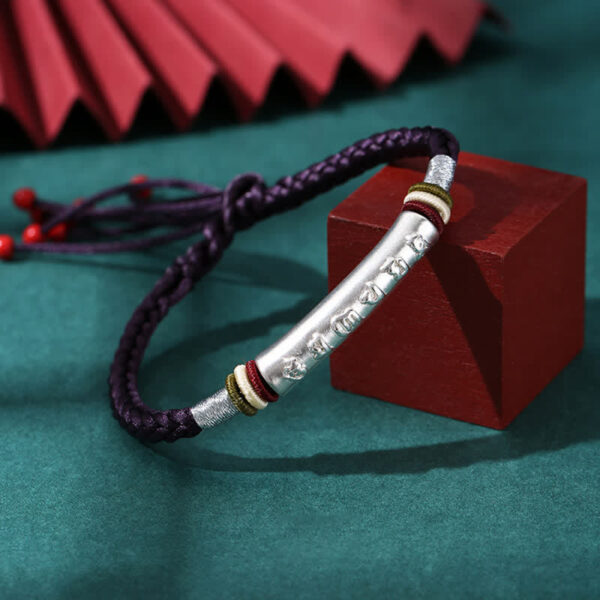 Buddha Stones 999 Sterling Silver Om Mani Padme Hum Protection Strength String Bracelet - 图片 18