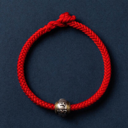 925 Sterling Silver Tibet Handmade Om Mani Padme Hum Luck Protection King Kong Knot Braided Bracelet - 图片 19