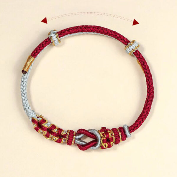 Handmade Peach Blossom Knot Eight Thread Peace Knot Luck Protection Bracelet - 图片 9