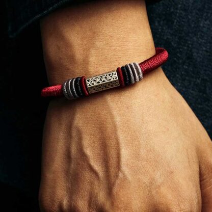 Buddha Stones 925 Sterling Silver Om Mani Padme Hum Peace Red String Bracelet - 图片 5