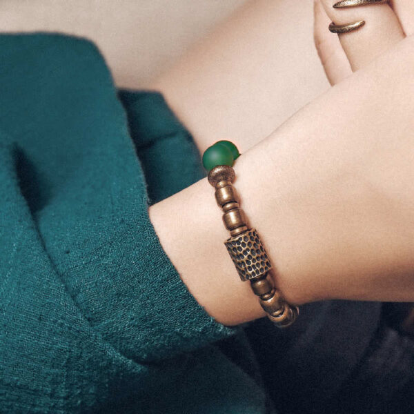 Buddha Stones Tibetan Red Agate Green Agate Copper Confidence Fortune Bracelet - 图片 8