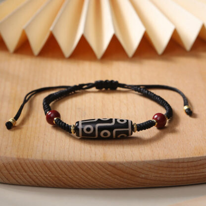 Handcrafted Tibetan Nine-eye Dzi Bead Protection Bracelet - 图片 2