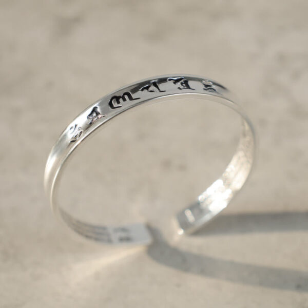 Buddha Stones Tibetan Mantra White Copper Bracelet - 图片 4