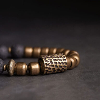 Buddha Stones Lava Rock Stone Rainbow Obsidian Copper Support Healing Bracelet - 图片 5