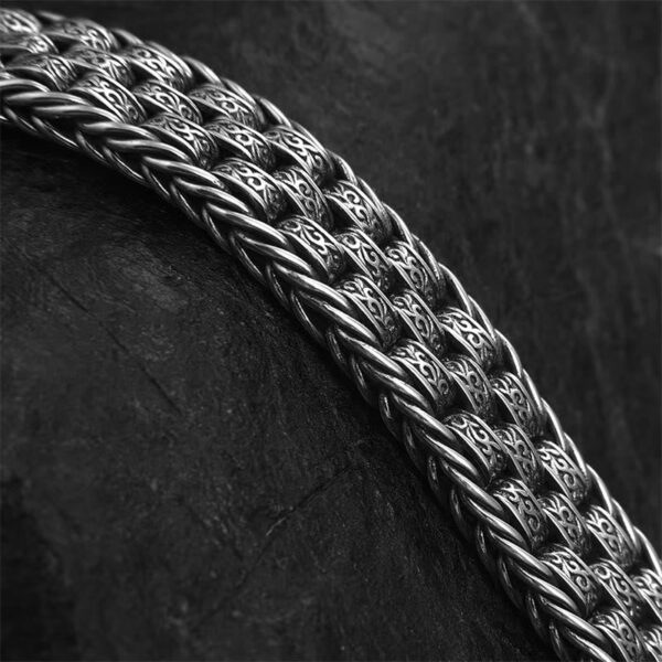 Tibetan Om Mani Padme Hum Tang Dynasty Flower Design Copper Peace Chain Bracelet - 图片 4