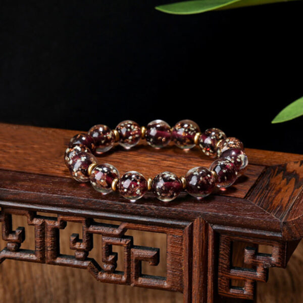 Gold Swallowing Beast Family Charm Luminous Fluorescent Liuli Glass Bead Success Bracelet - 图片 20