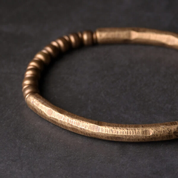 Buddha Stones Lava Rock Stone Copper Balance Cuff Bracelet Bangle - 图片 12