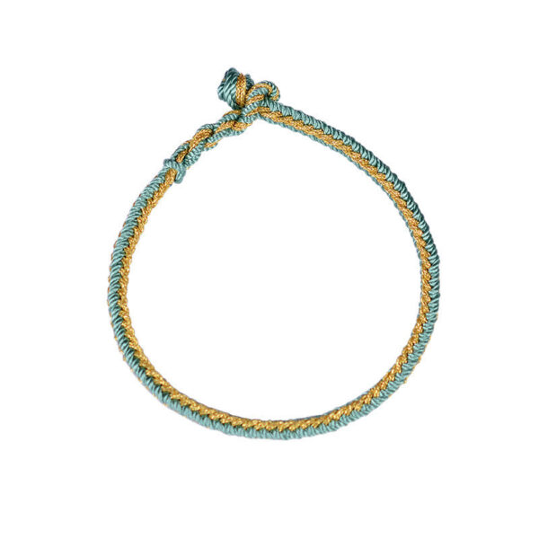 Buddha Stones Two-Color Rope Handcrafted Eight Thread Peace Knot Bracelet - 图片 9