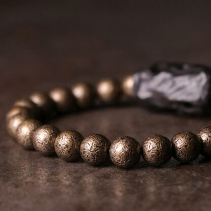 Tibet Ebony Wood Copper Peace Balance Beaded Bracelet - 图片 4