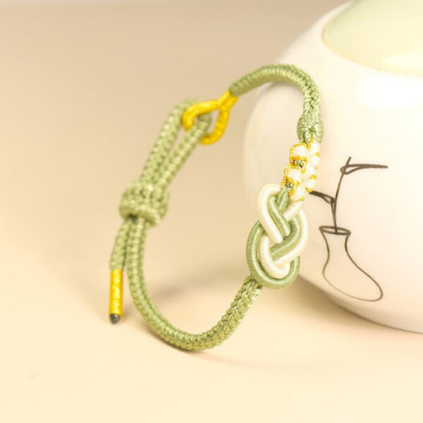 Handcrafted Eight Thread Peace Knot Peach Blossom Knot Luck Connection Bracelet - 图片 2